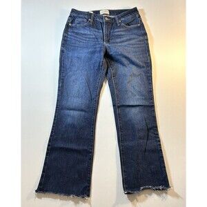 Universal Thread Ankle Bootcut Jeans 2/26R Stretch Dark Wash Frayed Raw Hem
